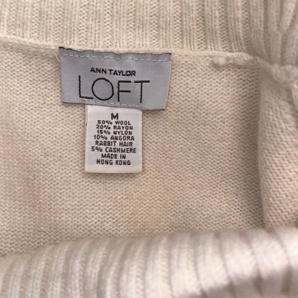 Ann Taylor Angora Blend Ivory Long Oversized Drawstring Sweater Stretch Tunic - Picture 9 of 10